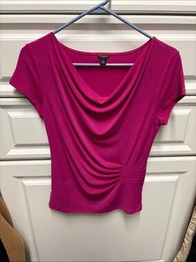 Anne Klein Fuchsia Cowl-Neck Short Sleeve Top